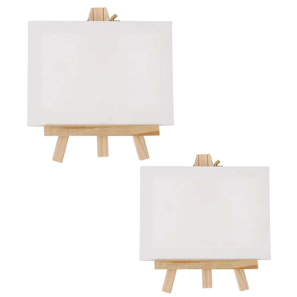 2 Sets Easel Canvas Holder Mini Painting Triangle Bracket Display Oil Racks Wooden Adjustable