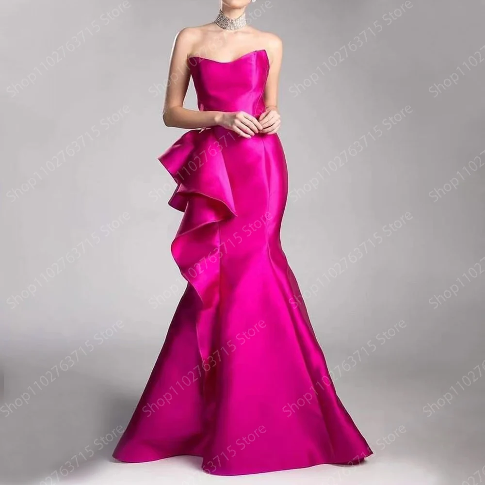 Elegant Long Evening Dresses for Women Satin Sweetheart Floor-Length Mermaid Prom Party Wedding Gala Special Events Dress 2024