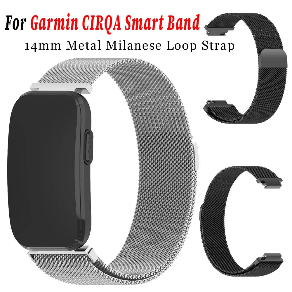 14mm Metall-Milanese-Schlaufenarmband für Garmin CIRQA Smart Band, magnetisches Uhrenarmband, austauschbar für Garmin Lily 2 Armband-Zubehör