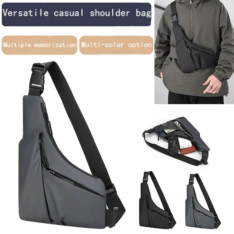 Black Waterproof Sling Chest Bag Multi Pocket Design Adjustable Strap Outdoor Bag For Hiking Travel Daily Commute