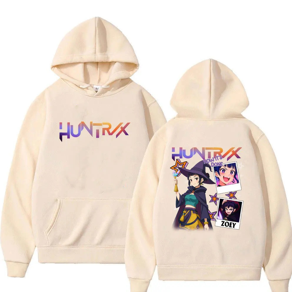 سترة بغطاء للرأس برسومات فيلم Kpop Demon Hunters Zoey للرجال والنساء لعيد الميلاد والهالوين سترة كلاسيكية للجنسين بغطاء للرأس كبيرة الحجم