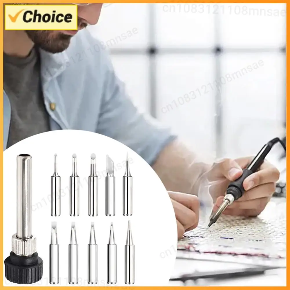 

11 Pcs Soldering Iron Tips W/ Welding Sleeve 900M Lead-Free Replaceable Soldering Tip Welding Tips Head Soldering Iron Head