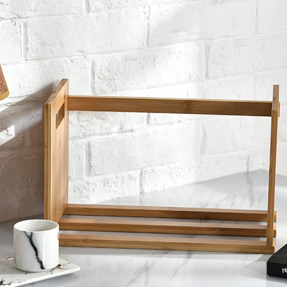 

1Pcs Bamboo Adjustable Desktop Bookend Retractable Book Holder Storage Rack Expandable Desk Organizer
