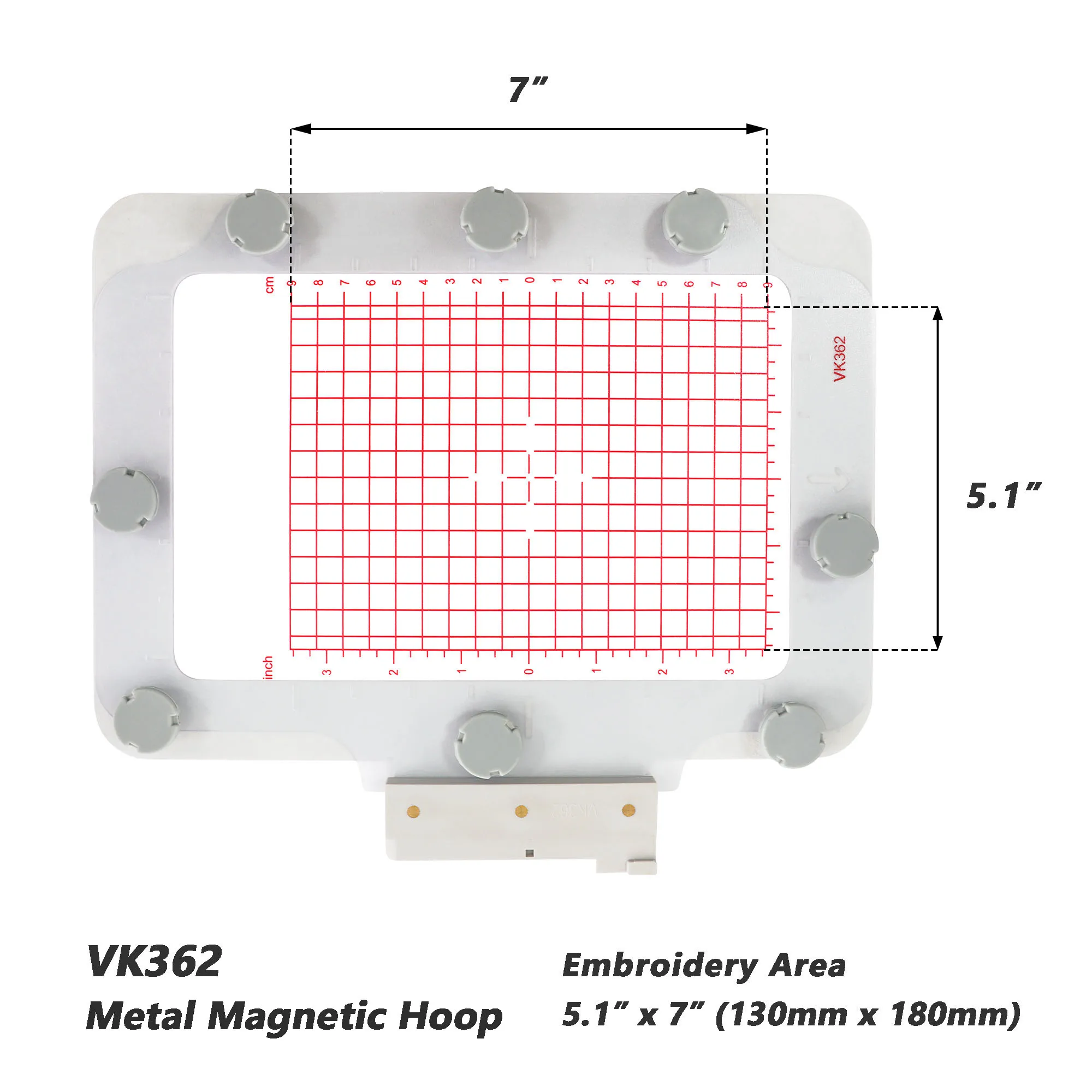 Husqvarna Viking Designer Pfaff Creative Vision용 마그네틱 후프, 금속 자석 자수 기계 새시 프레임(5.1x7"-VK362)