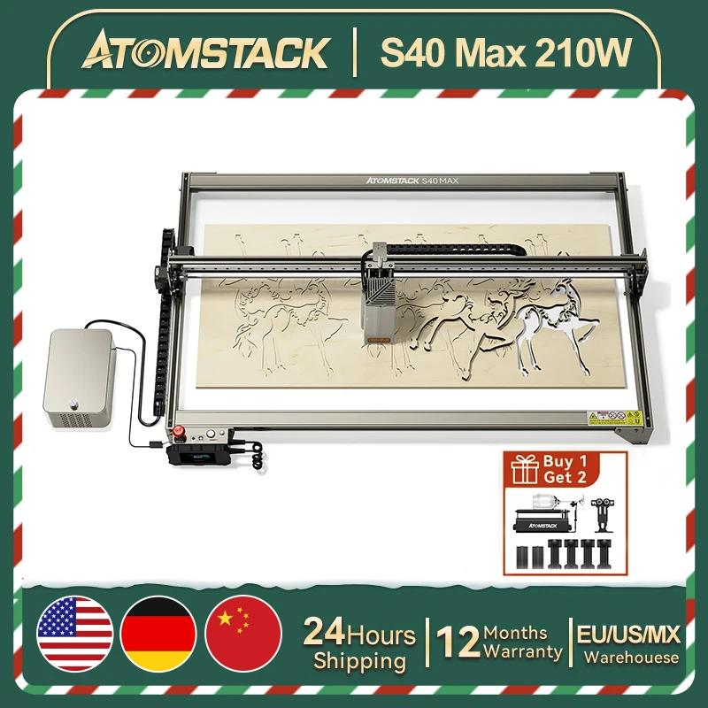 Free Gift-Atomstack A/S40 Max 210W Laser Engraving Cutting 850x400mm with Dual Air Assist Engraving Stainless Steel Wood Acrylic