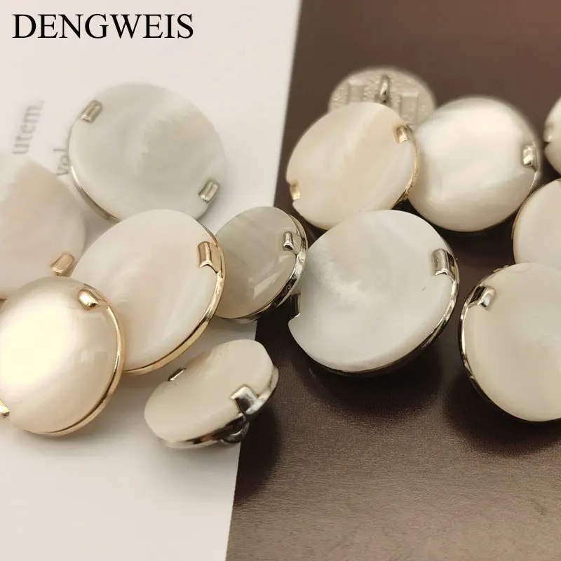 Luxury Metal Resin Small Buttons for Clothing Coats Dress Blouse Sweater DIY Crafts Supplies Sewing Accessories Wholesale 6pcs