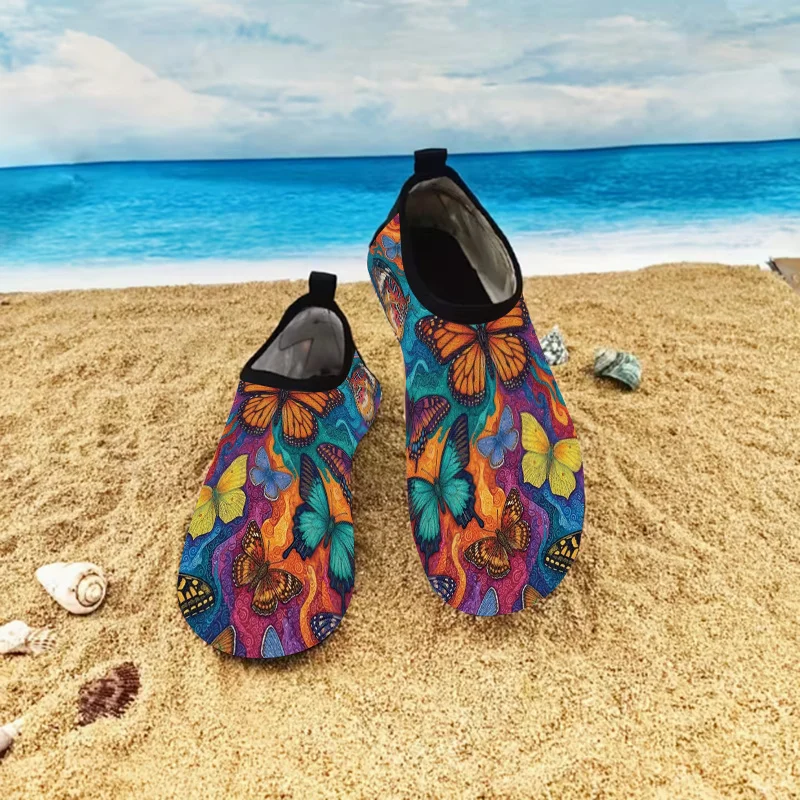 

1Pair Unisex Bohemian Butterfly Beach Sandals, Summer Non-slip Soft Sole Breathable Casual Slippers for Seaside Outdoor Vacation