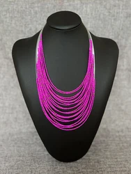 European and American retro ethnic style exaggerated rice bead necklace Bohemian multi-layer beaded sweater chain