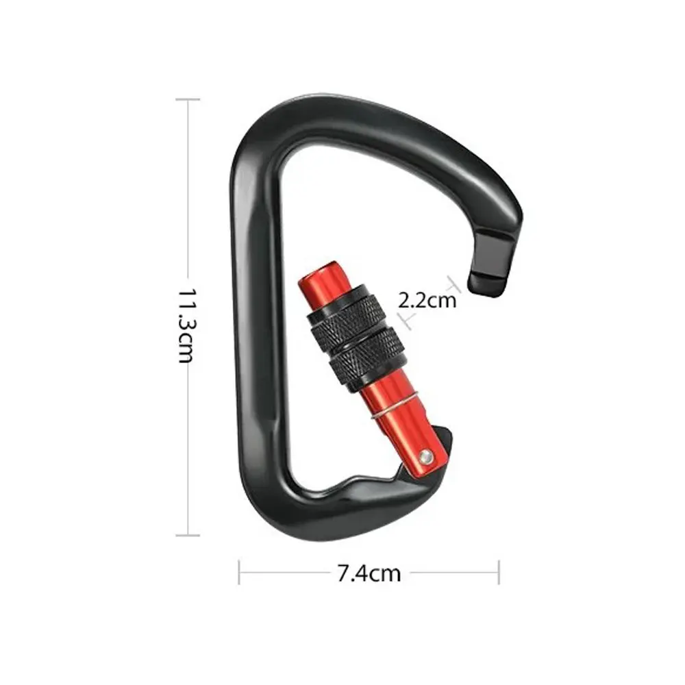 28kN Big D Screw Gate Carabiner  Rock Climbing Mountain Landing Hook High Altitude Clip Aluminum Alloy Safety Buckle Equipment