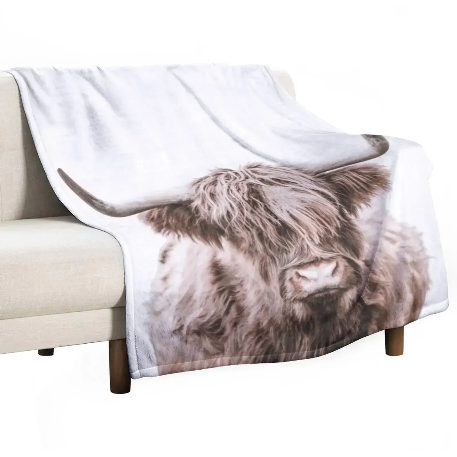 Highland Cow, Animal Wall Art Throw Blanket sofa bed wednesday Blankets