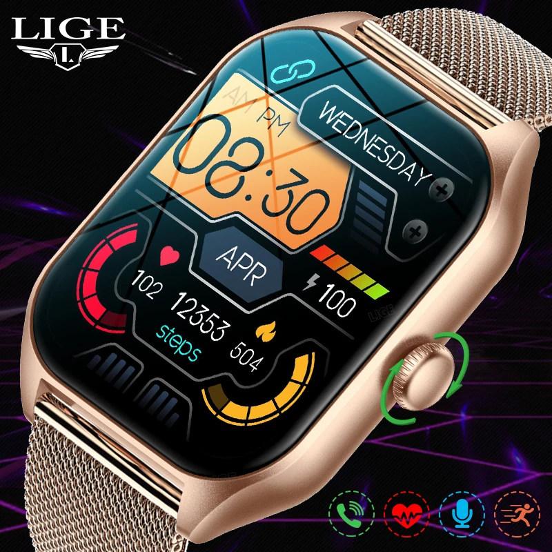 

LIGE 2023 Fashion Smart Watch Bluetooth Call Smartwatch Men Women Waterproof Sport Fitness Tracker Bracelet Man For IOS Android