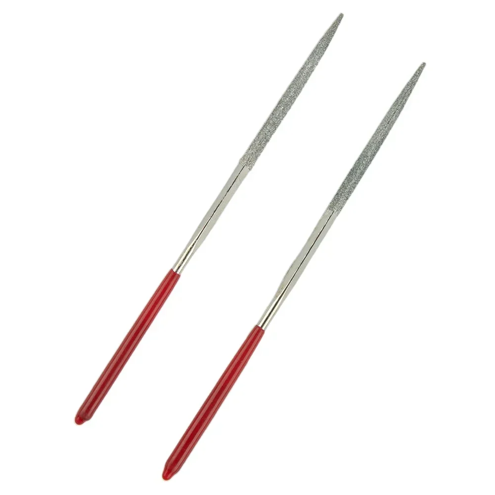 Wood Plastic Diamond Files Hand Tools Diamond Plastic Silver + Red Steel Triangular For Reach Areas On Steel Replaceable