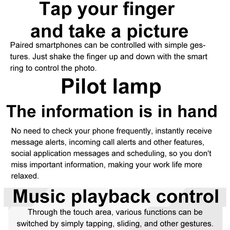 Smart Ring with Skin Temperature Measure,Message Call Reminder,Sport Health Sleep Monitor,IP68 5ATM,Music Video Control Function