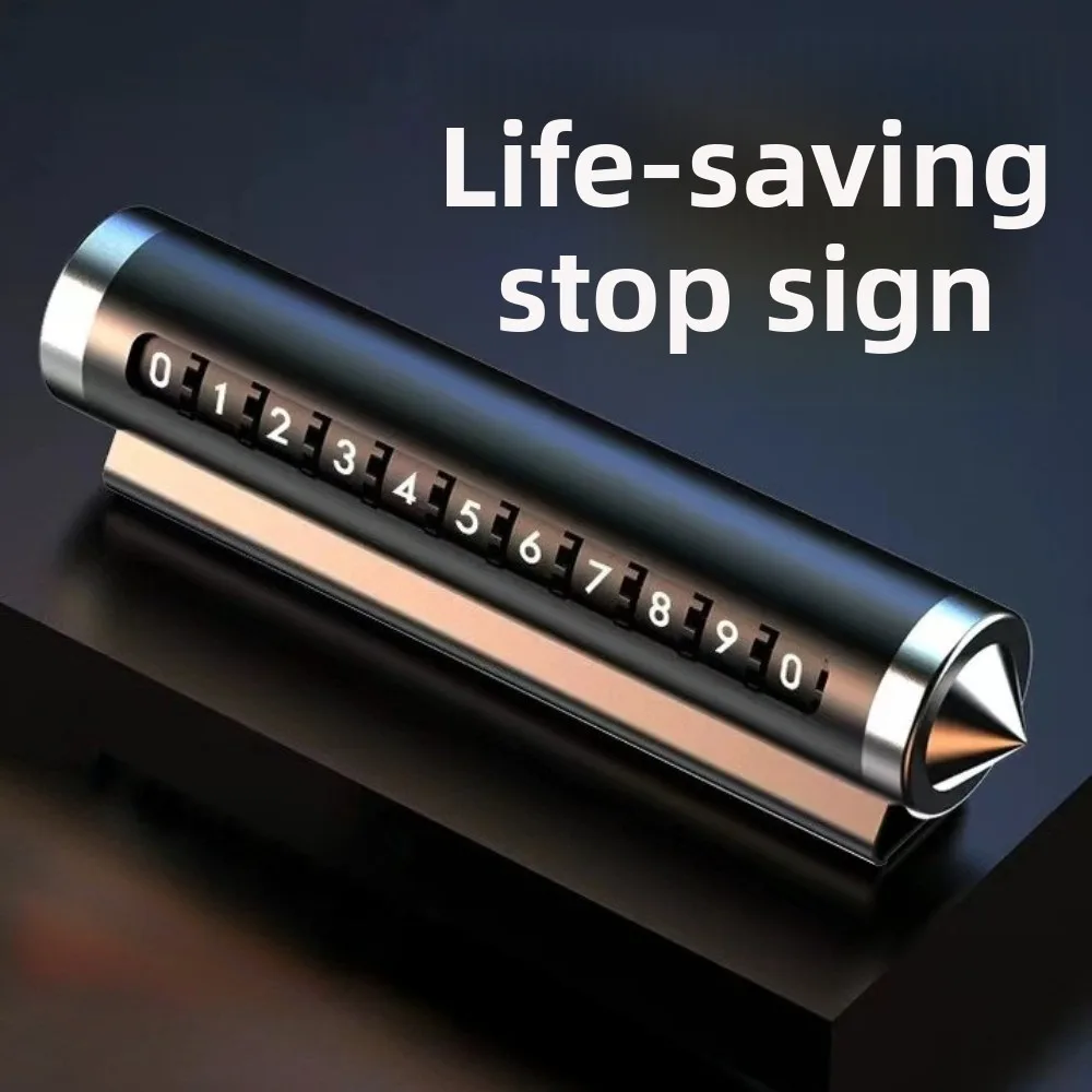 

Alloy luminous temporary parking sign Car metal phone Moving license plate Safety hammer Car supplies