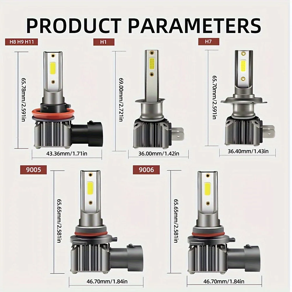 Led H8 H11 H7 HB3 HB4 H7 Led Scheinwerfer HB3 HB4 Nebel Birne Fern Abblendlicht 6000K Weiß 600% heller 26000Lm Aluminium Lange Lebensdauer 2PCS – Detail 2