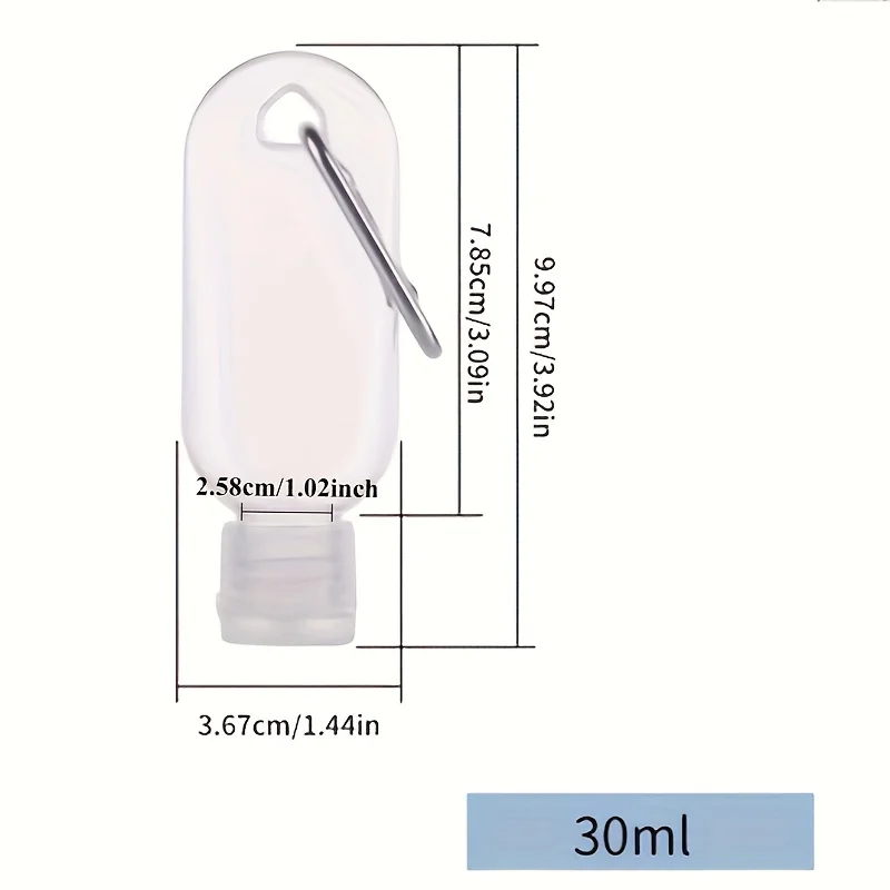 5 قطع من زجاجات الضغط للسفر المقاومة للتسرب مع سلاسل المفاتيح - حاويات محمولة قابلة لإعادة الملء سعة 30 مل لمستلزمات معقم اليد