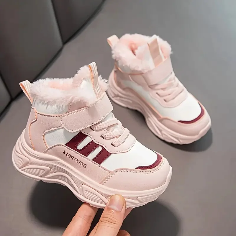 

Boys Girls Winter Snow Boots Rubber Sole Fleece Lining Non-slip Comfortable Kids Casual Cotton Shoes Keep Warm Ankle Boots