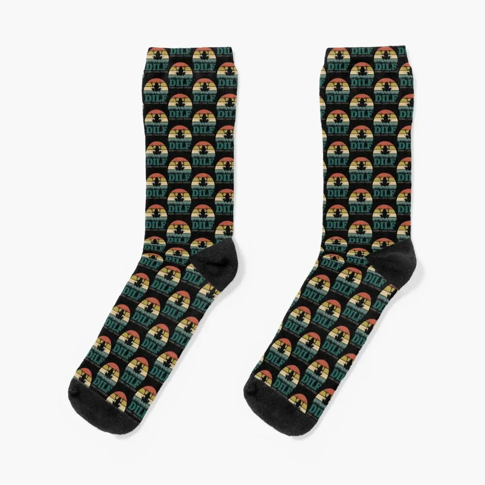 

DILF - Damn I Love Frogs Socks Non-slip with print Designer Man Socks Women's