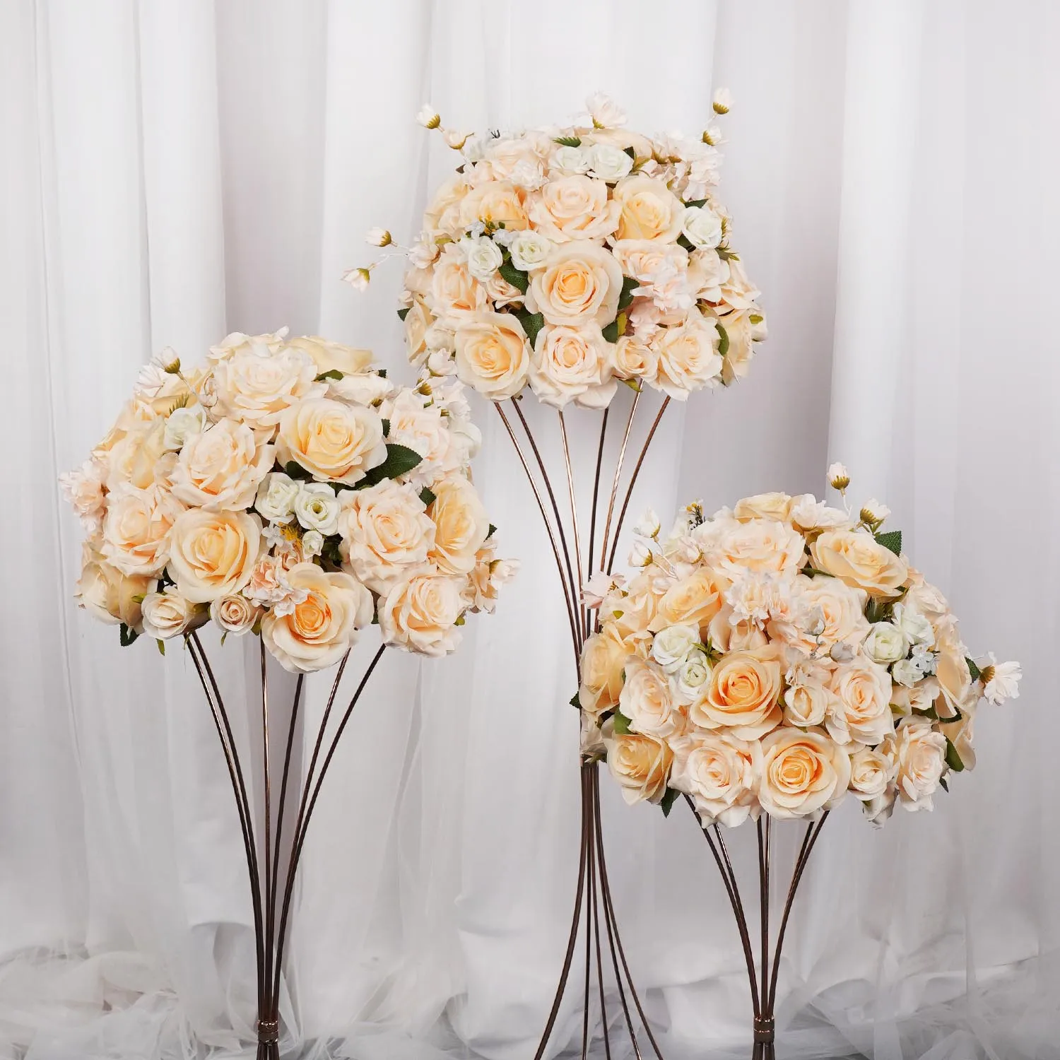 

Uflower Silk Artificial Rose Hydrangea Flower Ball Wedding Centerpiece Arrangement Table Deco Party Beautiful Bouquet Floral