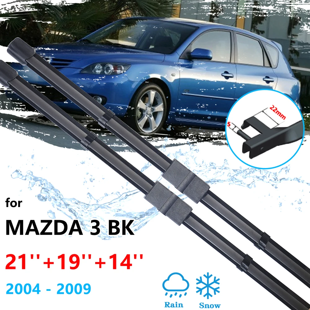 For Mazda 3 BK 2004 2005 2006 2007 2008 2009 Hatchback Frameless Front Rear Back Wiper Blades Cutter Set Auto Replacement Parts