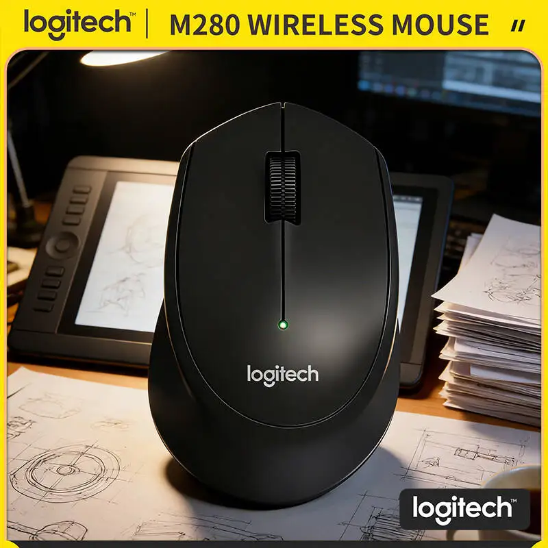 

Logitech M280 Wireless Mouse 10m Wireless Range 18-Month Battery 1000 DPI Ergonomic Design for Office Home PC