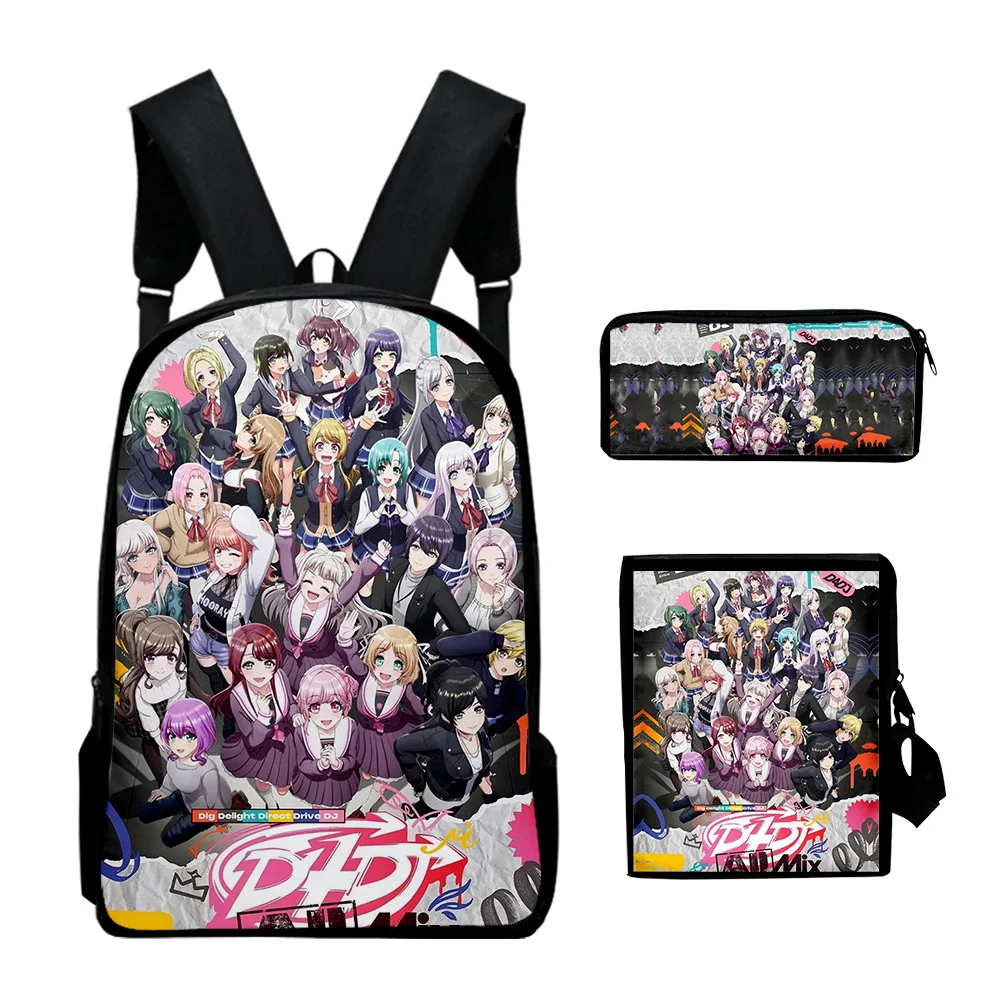 

Luxury Popular D4DJ All Mix Anime 3D Print 3pcs/Set pupil School Bags Laptop Daypack Backpack Inclined shoulder bag Pencil Case