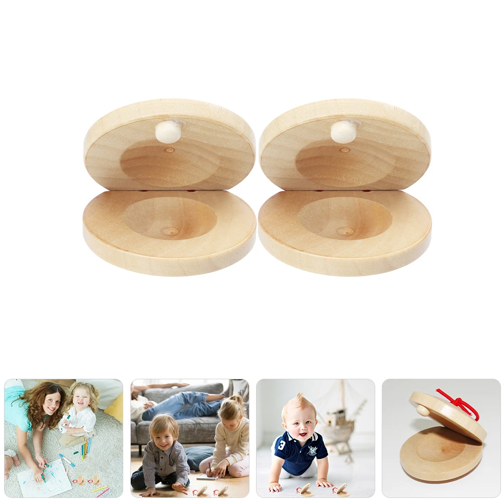 

2 Pcs Wooden Castanets Music Instrument Small Percussion Instruments Musical Finger Child