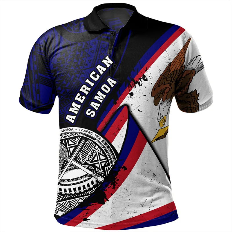 New Summer 3D Printing American Samoa Tribal Styles Polo Shirt For Men Samoa National Coat Of Arms Graphic Polo Shirts Polos Top