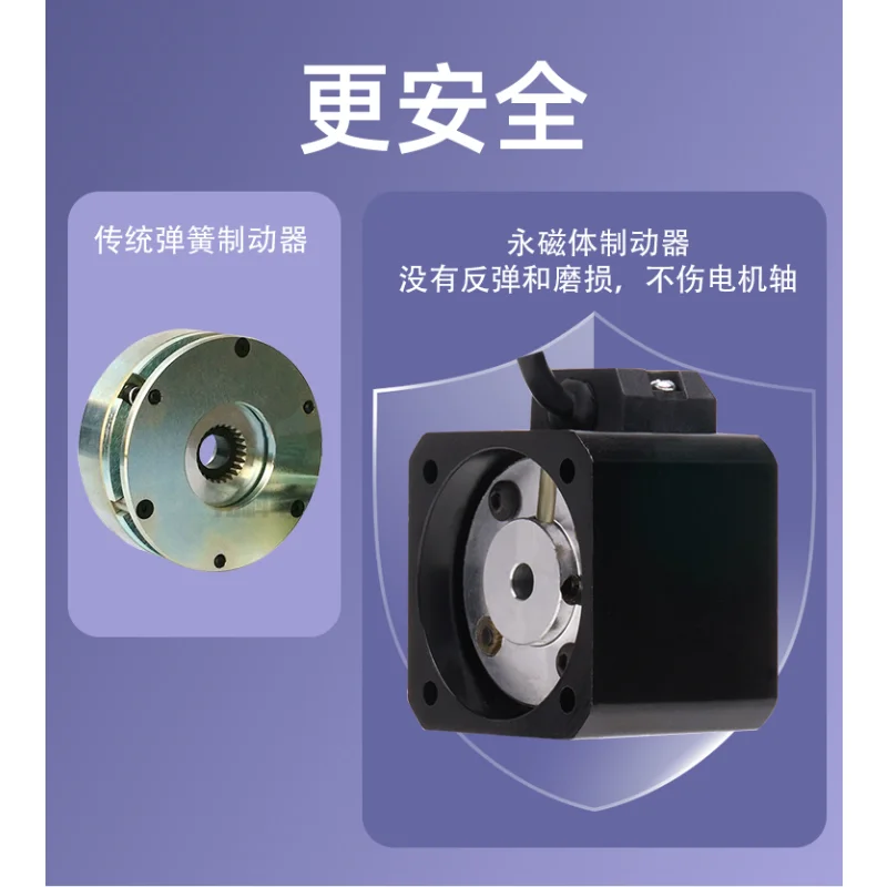 Motor de passo 42/57/86 pode ser equipado com freio eletromagnético, desligamento do freio, eixo de bloqueio, motor 24v dc