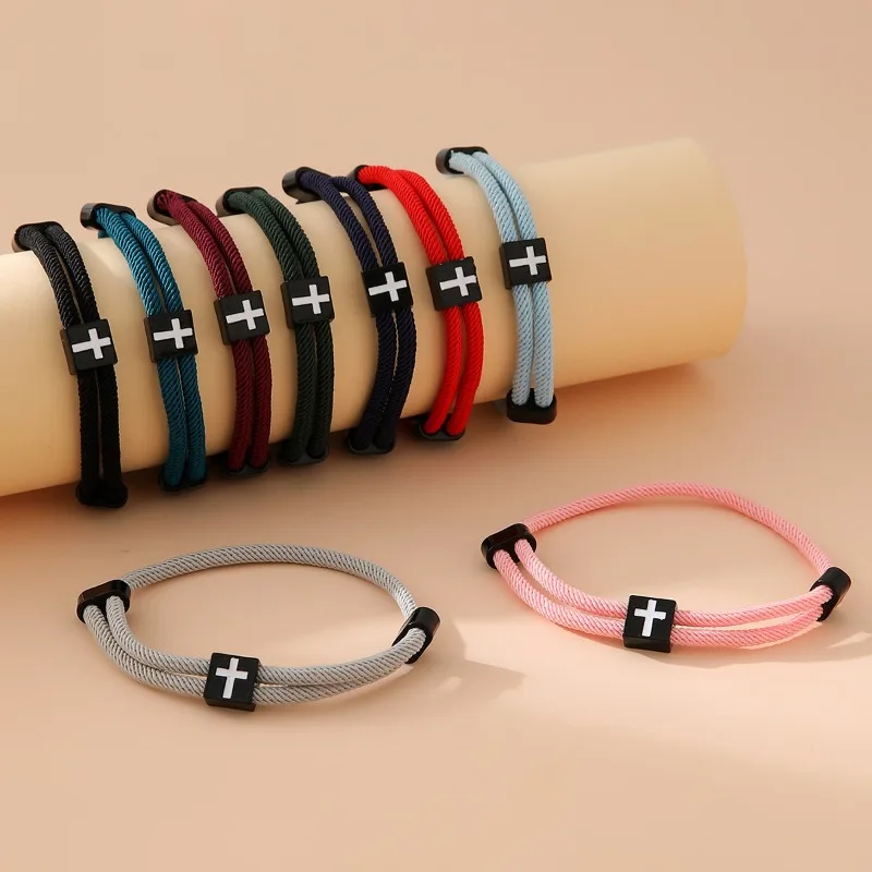 WWJD Kreuz verstellbares geflochtenes christliches Armband für Männer und Frauen. Modische Jesus-Armbänder, christliche Geschenke für Männer