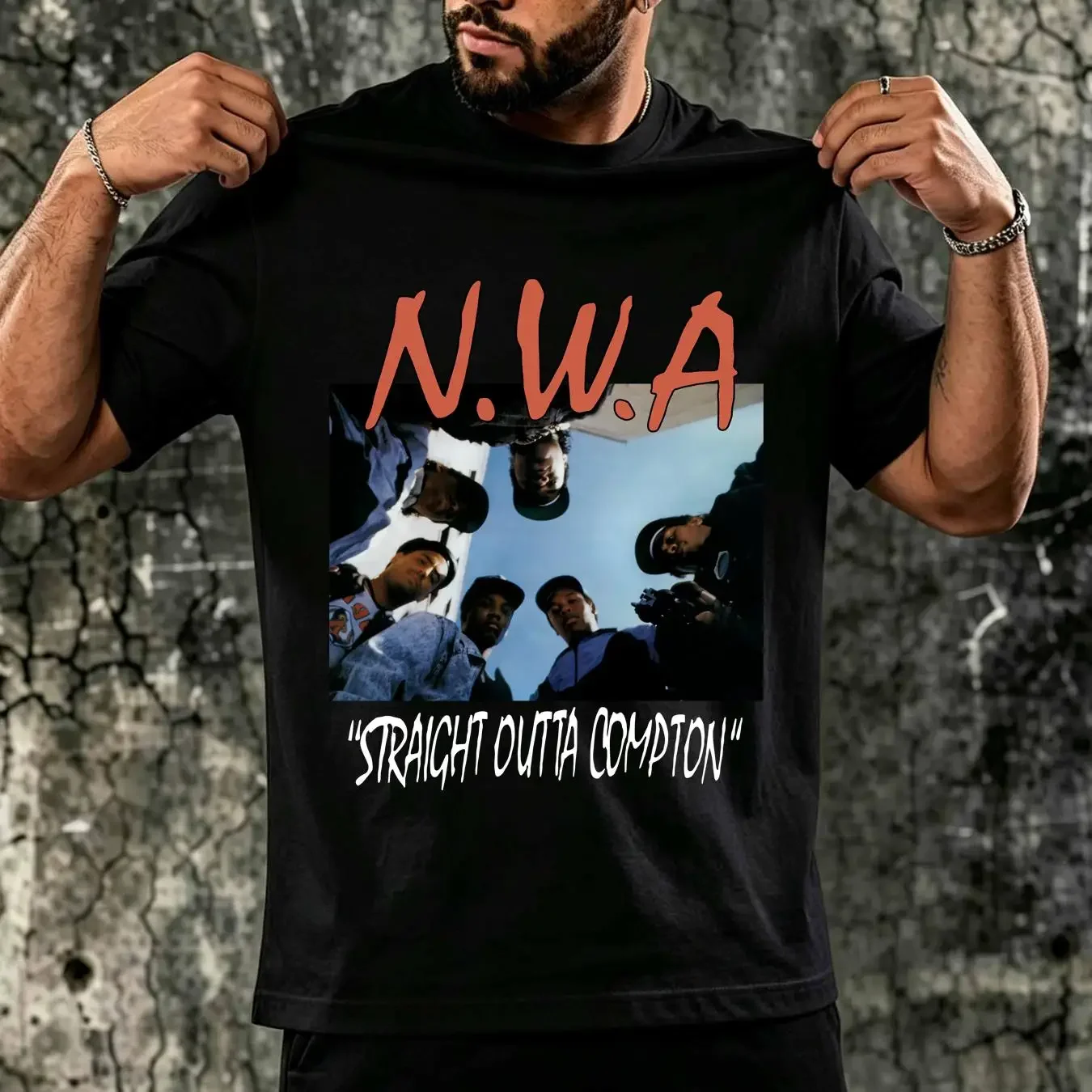 washed T Shirt NWA Iconic Straight Outta Compton 90's Hip Hop Rap Album long or short sleeves vintage Washed Comfortable