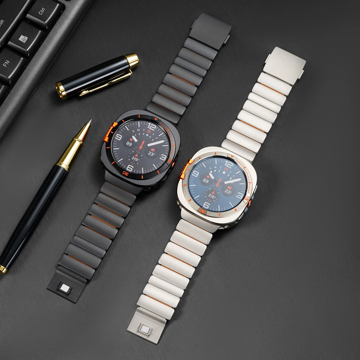 

Титановый ремешок + металлический защитный чехол для Samsung Galaxy Watch Ultra 47 мм, жесткий корпус, магнитный браслет для Galaxy Watch Ultra 47 мм