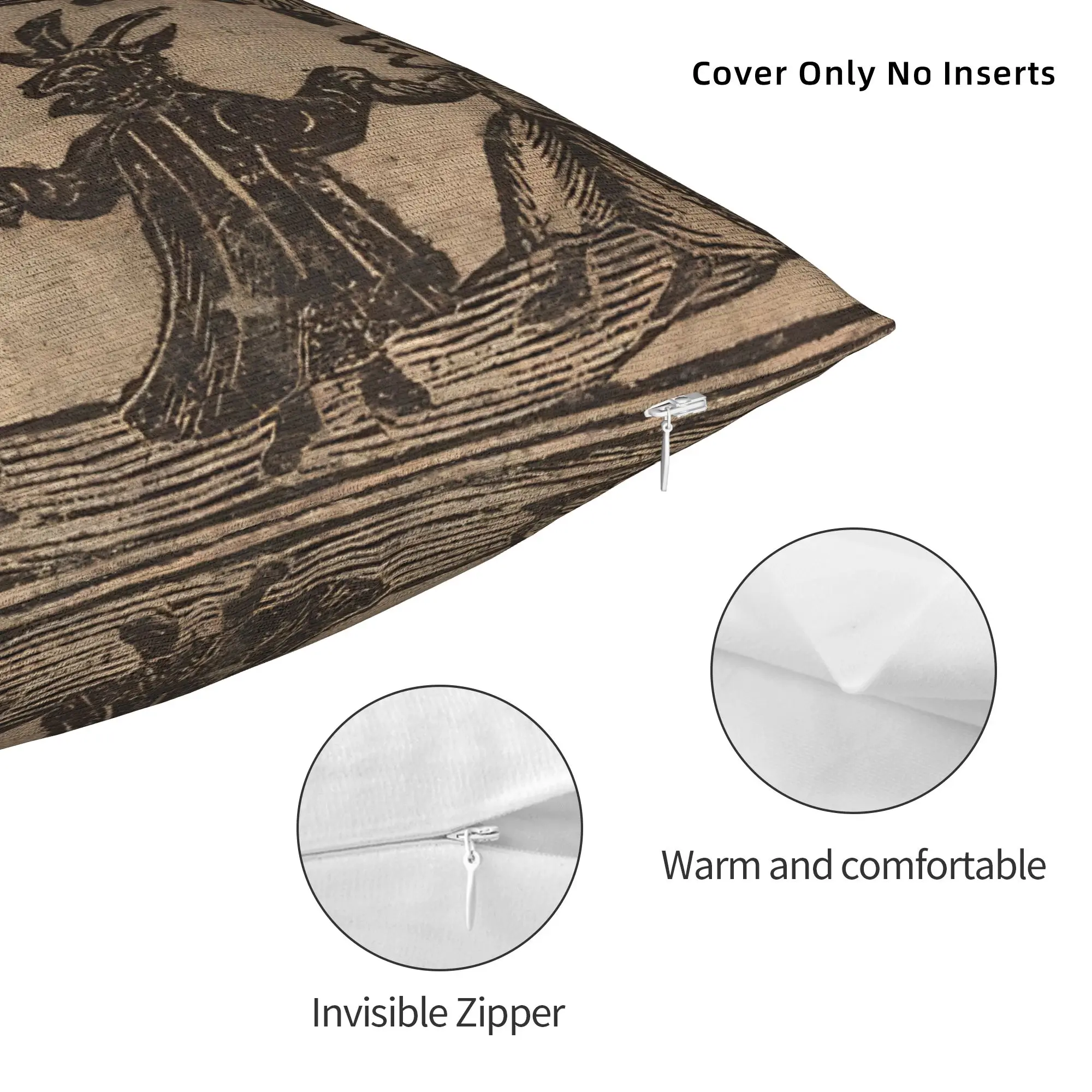 18th Century European Woodcut Prints Pillowcase Printing Polyester Cushion Cover Witches Dance Pillow Case Cover Drop Shipping