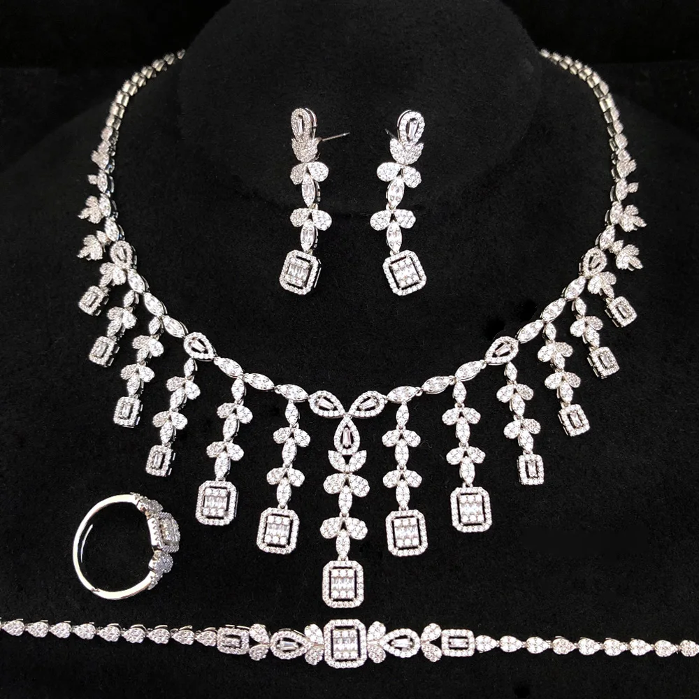 

GODKI Luxury Geometric 4PCS UAE Jewelry Set For Women Wedding Party Zircon Indian African DUBAI Bridal Jewelry Set