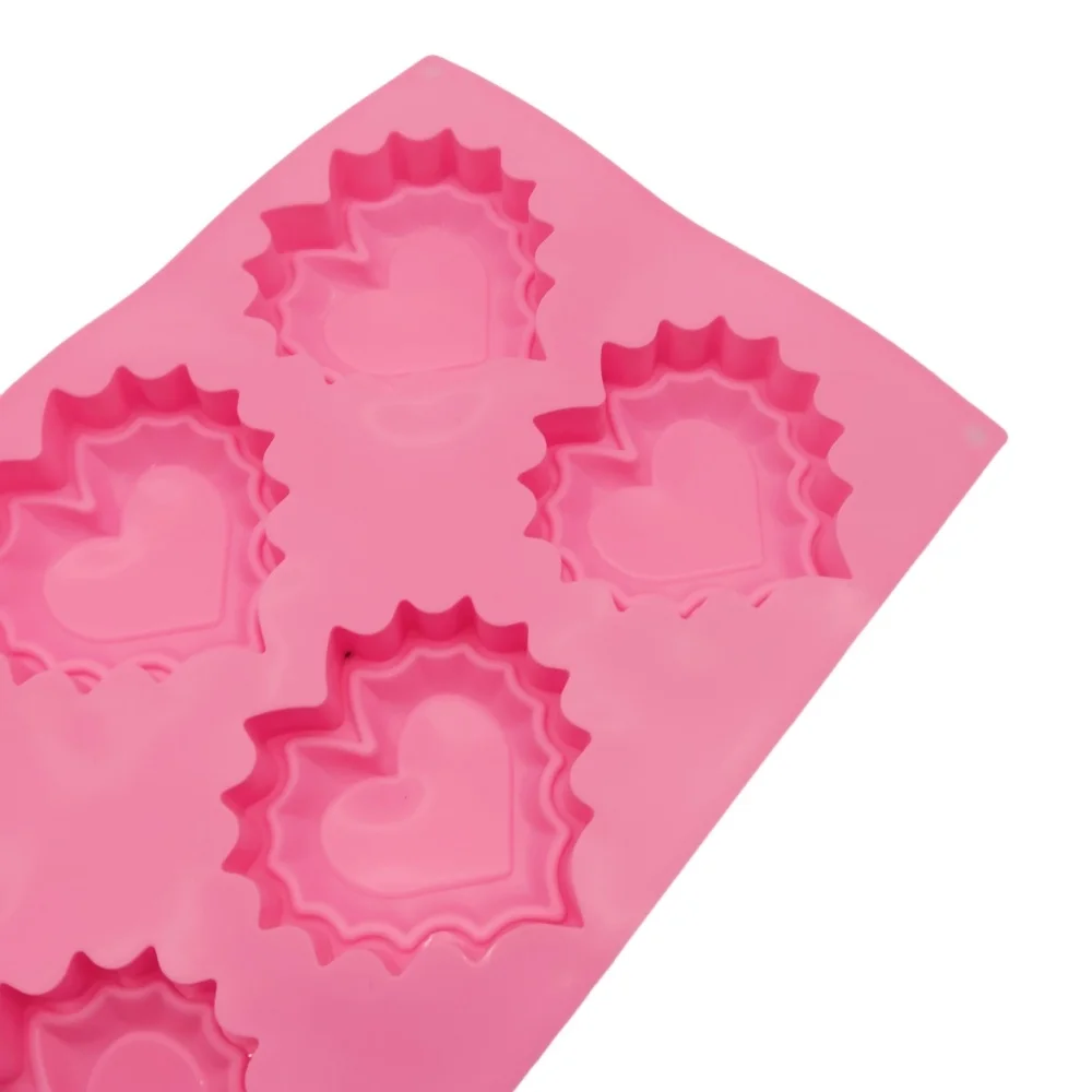 New Arrival 6 Georgia Wave Heart-Shaped Silicone Cake Mold DIY Chocolate Mousse Dessert Mold Kitchen Ice Tray Mould Baking Tools
