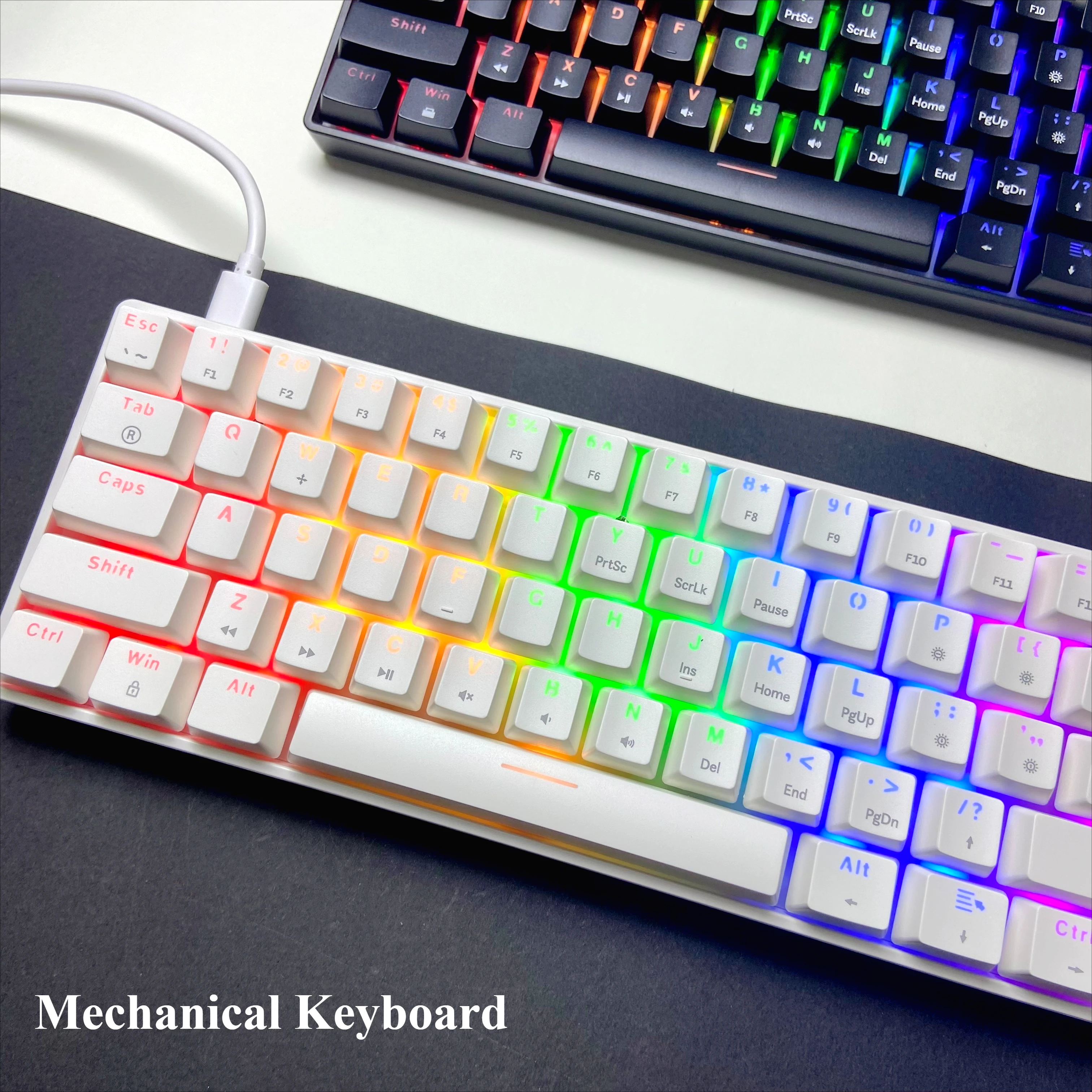 

61 Keys Wired Mechanical Keyboard Mixed Light Gaming Mechanical Keyboard Brown Blue Red Shaft Desktop Keyboard Black White