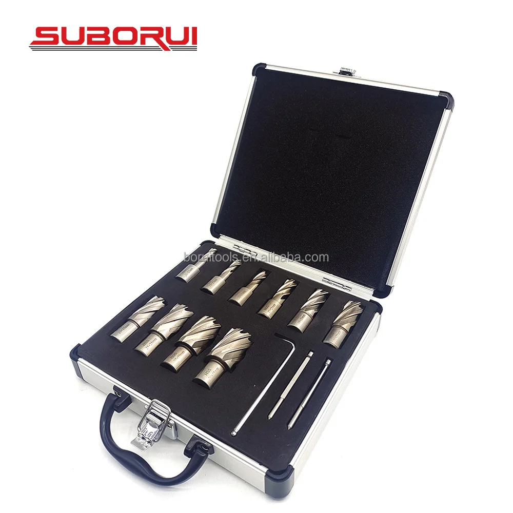 

SUBORUI HSS Weldon Shank Annular Cutter Magnetic Core Drill Bit Annular Broach Cutter Set for Metal Stainless Steel Aluminum