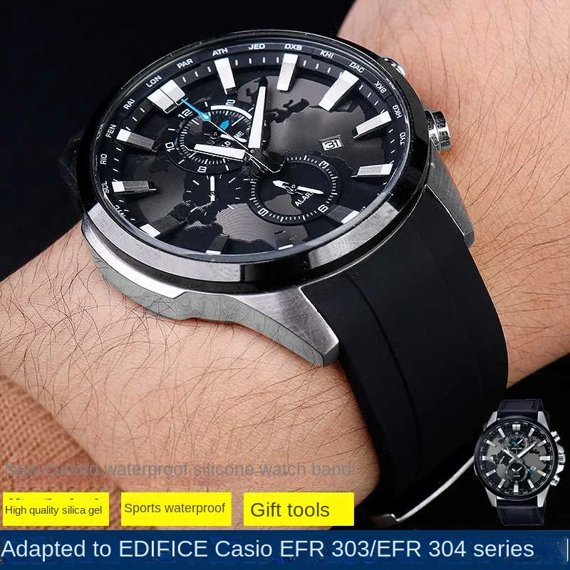 rubber-watch-band-for-casio-efr-303l-303d-304-series-curved-waterproof-silicone-watch-strap-22mm-men's-soft-bracelet