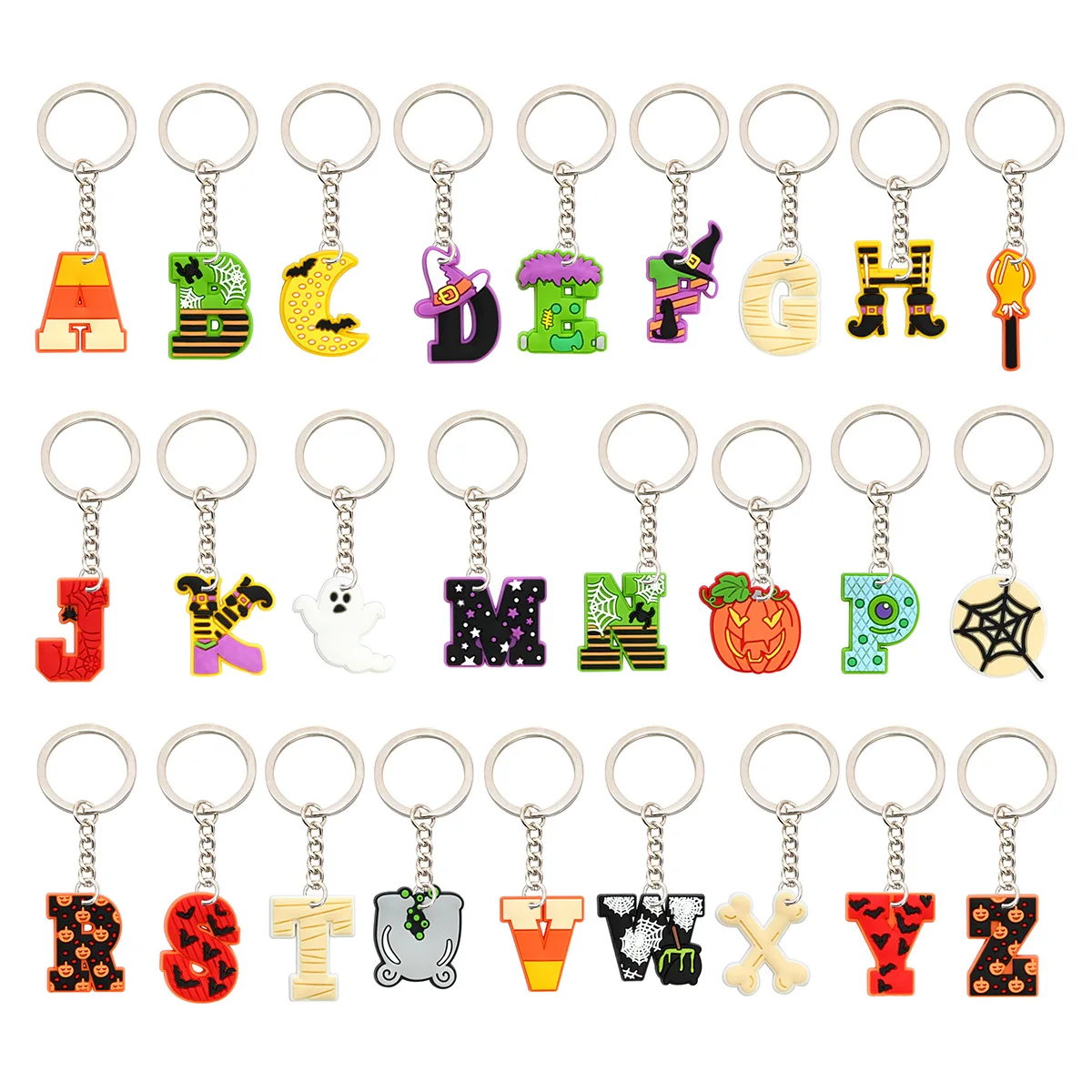 

New 10Pcs Cartoon Halloween Letters Keychain Beads Soft Glue Jewellery Making DIY Charmbracelets Pendant Keychains Accessories