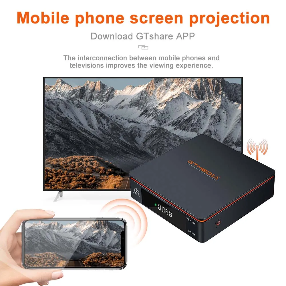 GTMEDIA V9 Prime Спутниковый ресивер DVB-S/S2/S2X, встроенный 2,4G WIFI 1080p H.265 HEVC 10Bit V9 Super Upgrade Version AVS+, VCM/ACM