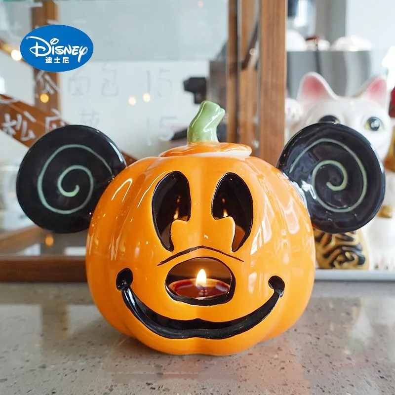 

Disney Mickey Mouse Figure Halloween Pumpkin Luminated Mickey Figurines Collection Model Statue Dolls Party Decor Ceramic Gift