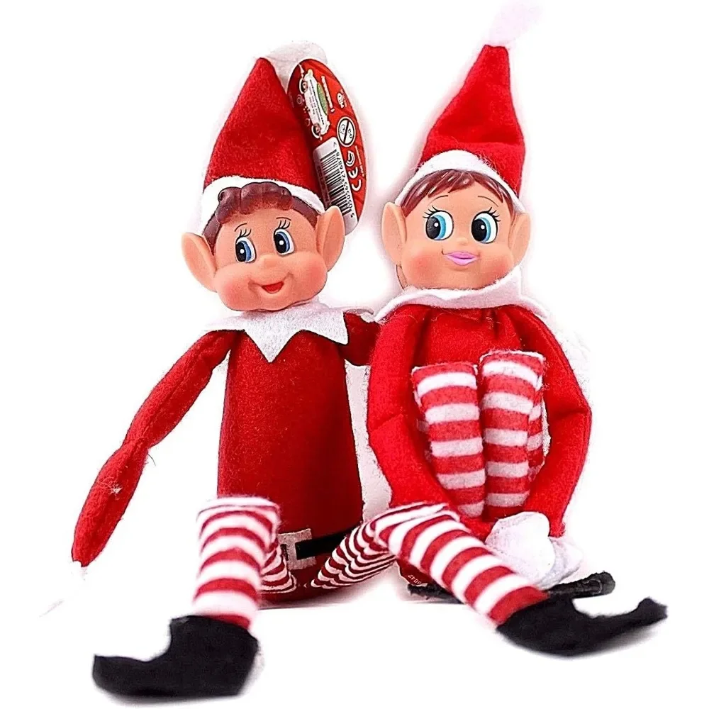 Elfie Boy and Elvie Girl Set Fun and Playful Elves Behavin' Badly Figure with Soft Body and Vinyl Face-Set of 2, Red