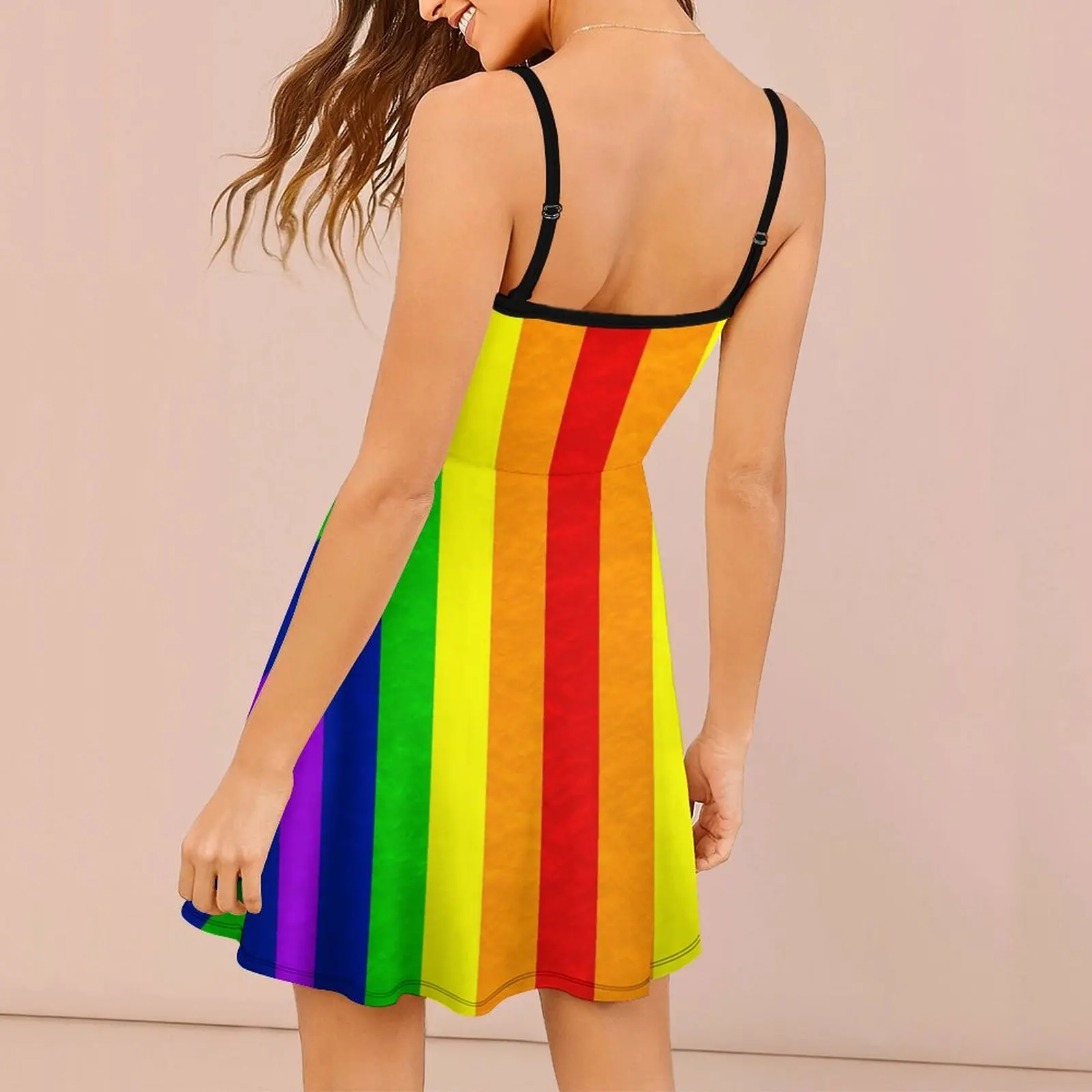 (mirrored) Gay Pride Flag Women's Sling Dress Humor Graphic Dresses Graphic Exotic  Woman's Gown  Parties