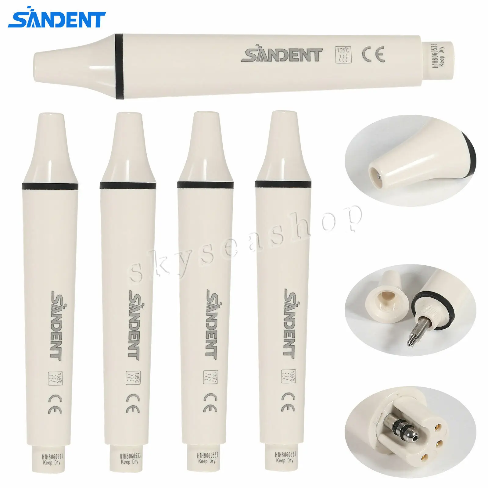 5PCS Dental Detachable Ultrasonic Handpiece fit EMS Scaler Cable Tips