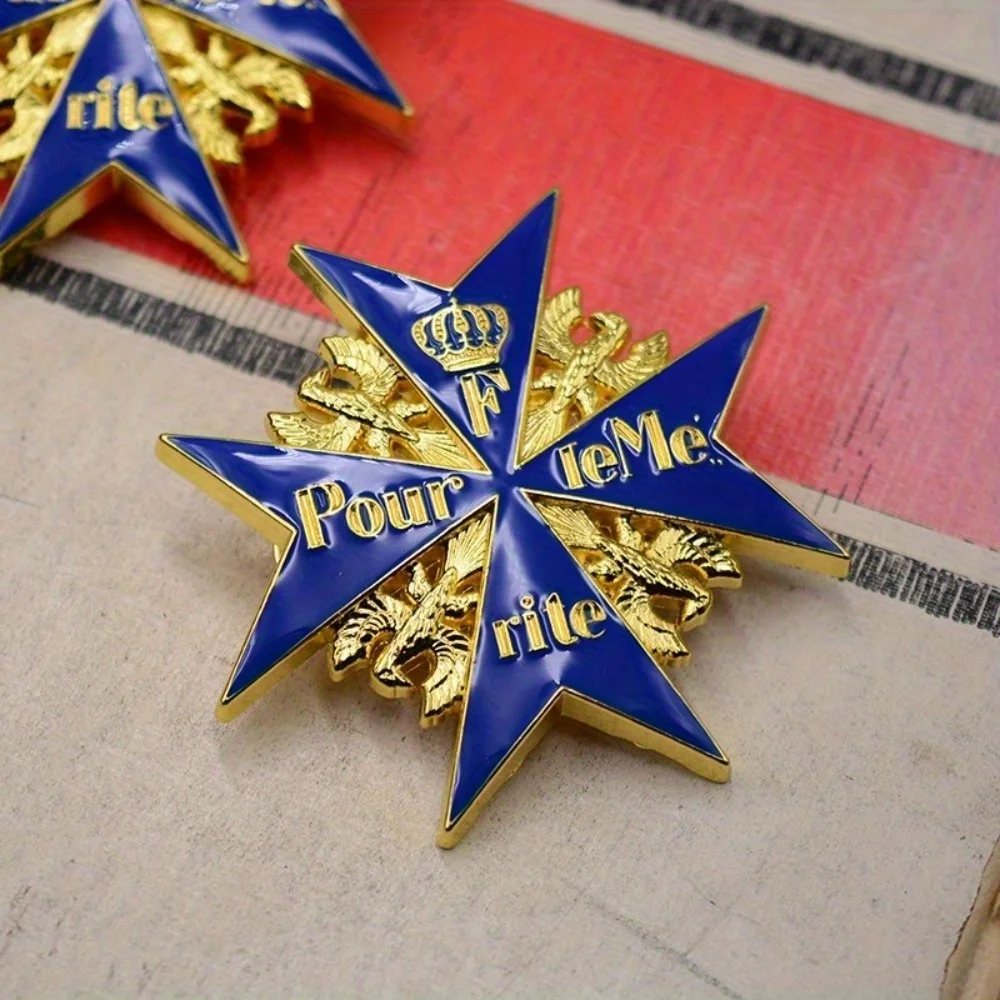 1pc Prussia Blue Cross Brooch Badge Crown Eagle Brooch