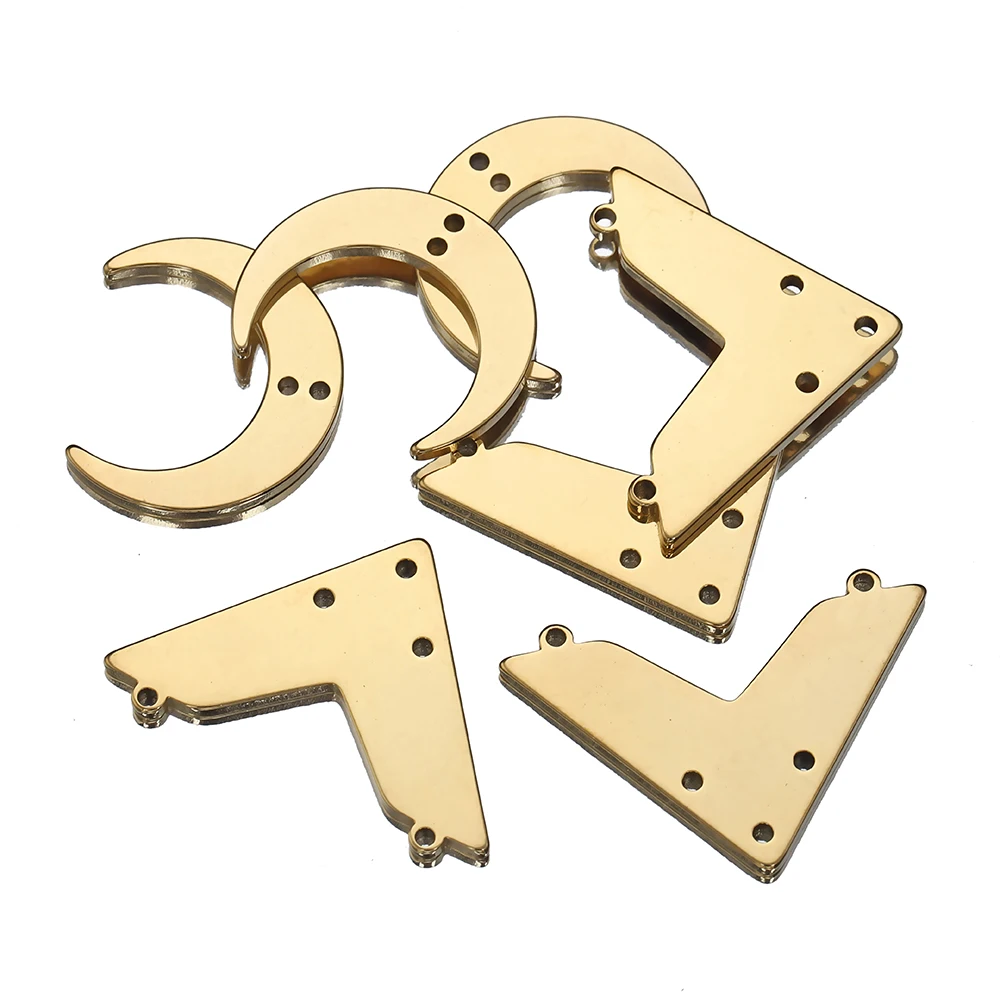 No Fade 10pcs 5pcs Stainless Steel Porous Holes Pendants Gold Color Moon Charms Connectors for Necklace Chain Jewelry Making DIY