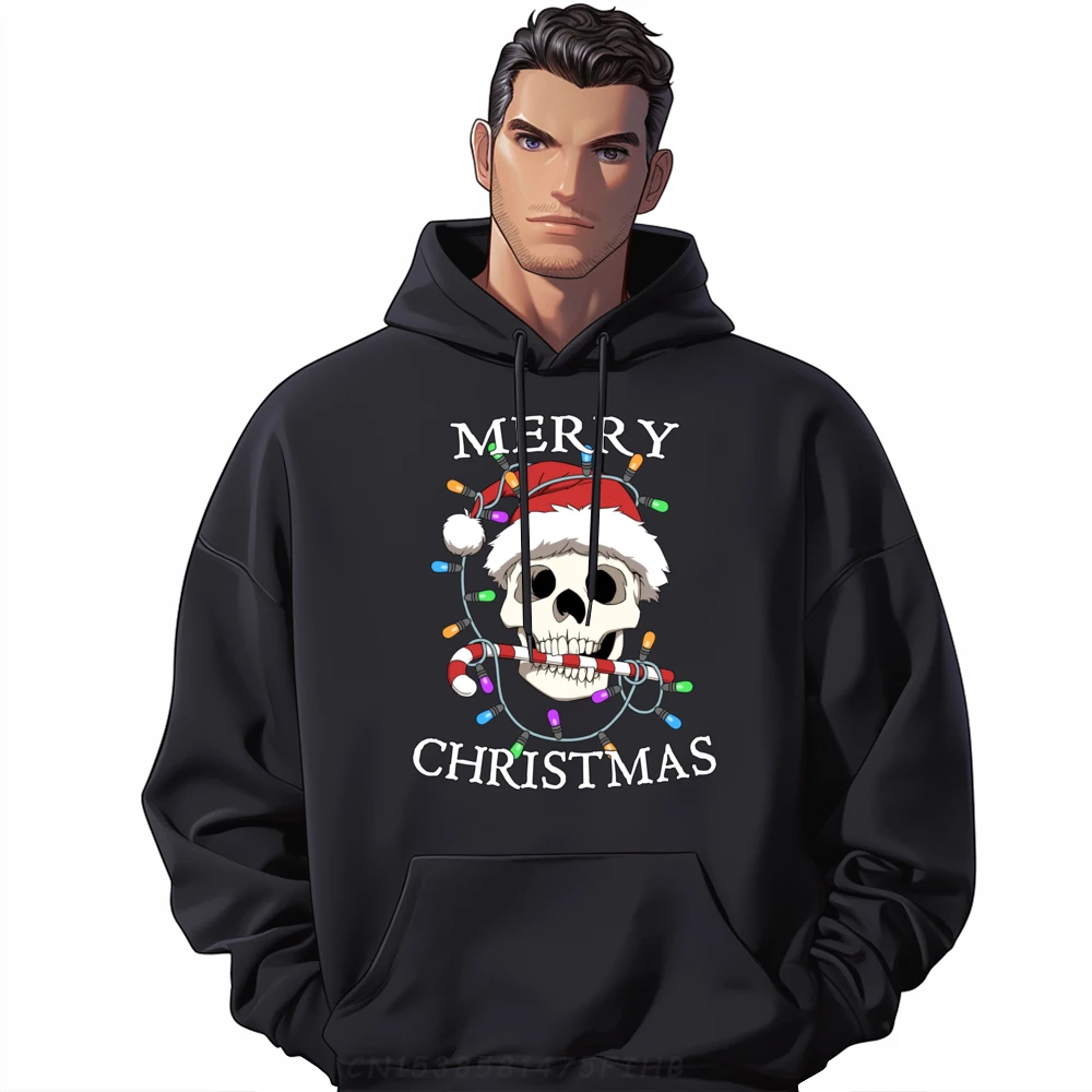 Merry Christmas Skull Skeleton Grahpic Tee Hoodie Skin-Friendly Oversized Hoodie Men Father's Day