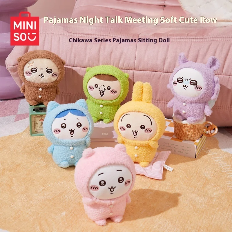 

Miniso Chiikawa Series Pajamas Sitting Doll Blind Box Cute Hachiware Usagi Plush Doll Decoration Birthday Gift