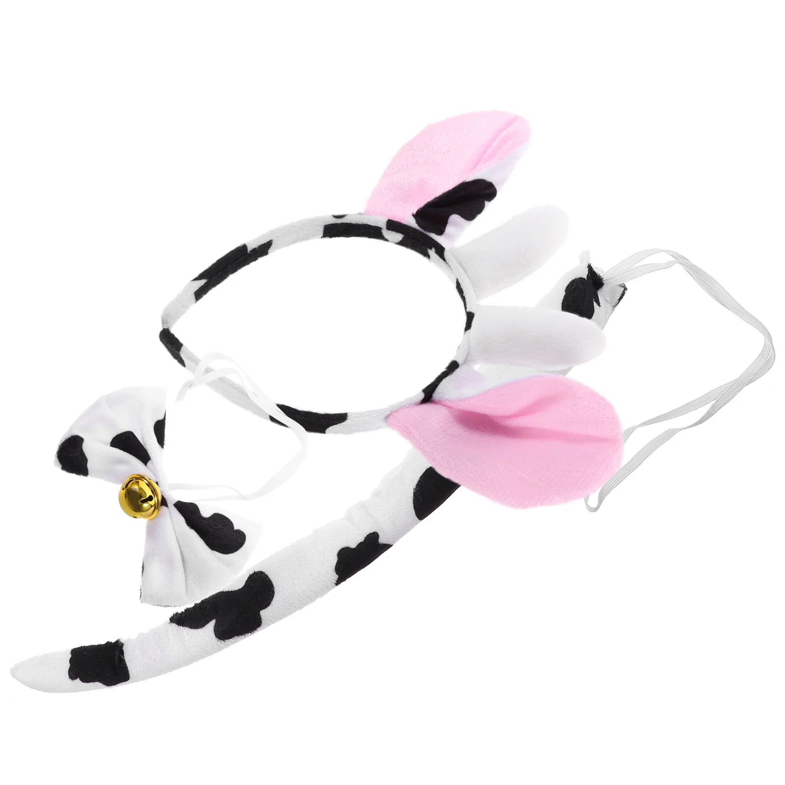 Creative Cow Headband Kids 3Pcs Cartoon Animal Cosplay Costume Accessories Set Cow Horn Ears With Plush Tail Bow Tie Party