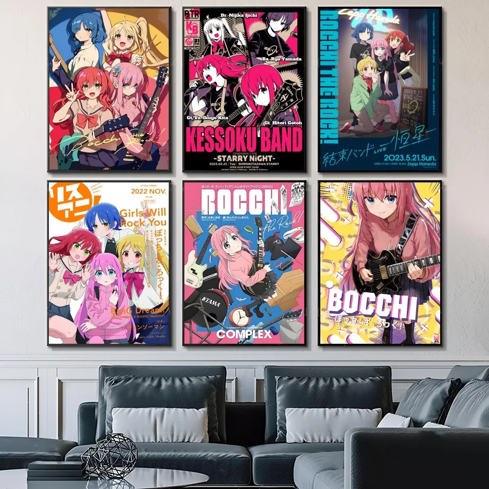 1PC Anime Singer B-Bocchi The Rock! Poster Self-adhesive Art Waterproof Paper Sticker Coffee House Bar Room Wall Decor